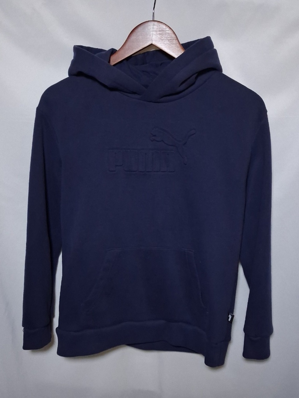 Boys Navy Blue Puma Spellout Logo Hoodie Long Sleeve Size L 14 16
